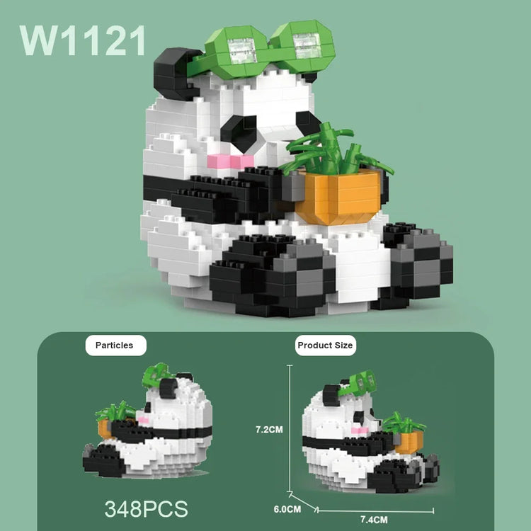 Cute Chinese Panda Building Blocks Sets DIY Educational Assembly Toys Bricks Mini Animals Model MOC Kids Christmas Birthday Gift