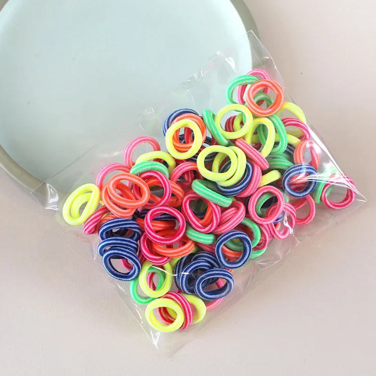 100 Pieces/pack Children's Hair Rings Baby Free Rubber Bands High Elasticity Basic Tie Girl Headband Accessories Super Soft