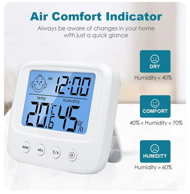 1pc New LCD Digital Temperature Baby Room Humidity Meter Backlight Home Indoor Electronic Hygrometer Thermometer Weather Station