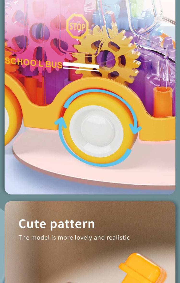Children's Cartoon Press Gear Car Toy Lnertia Pull-back Transparent Car Baby Puzzle Sliding Toy Child Boy Girl 1-3 Year Old Gift