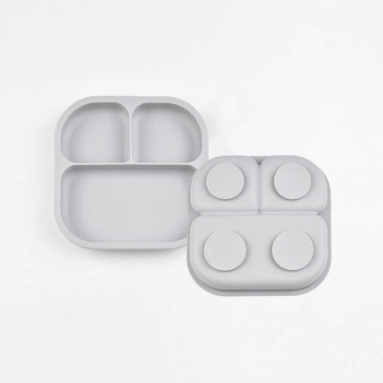 Food Grade Silicone Dining Plate Children 3-Grids Dishes Eating Training Tableware Feeding Tray With Sucker Anti-Drop Baby Stuff