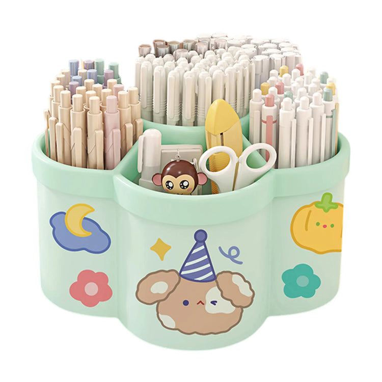 Desktop Rotating Stationery Pen Holder Large Capacity Storage Box Multifunctional Organizer Suitable for Cute Children Girls