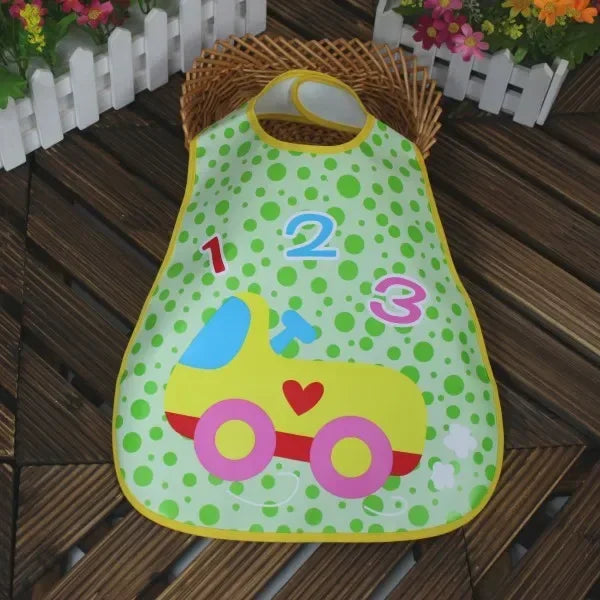 Adjustable Baby Bibs EVA Plastic Waterproof Lunch Feeding Bibs Baby Cartoon Feeding Cloth Children Baby Apron
