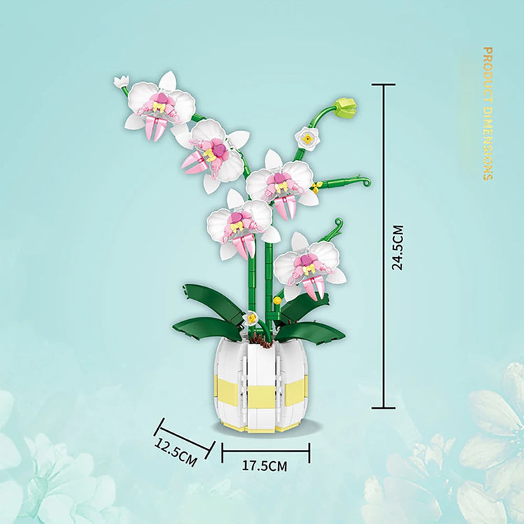 Building Blocks Orchid Flowers Bouquet Flower Blocks Bonsai Plant Model Bricks Romantic DIY Home Decoration Toy for Kids Gift