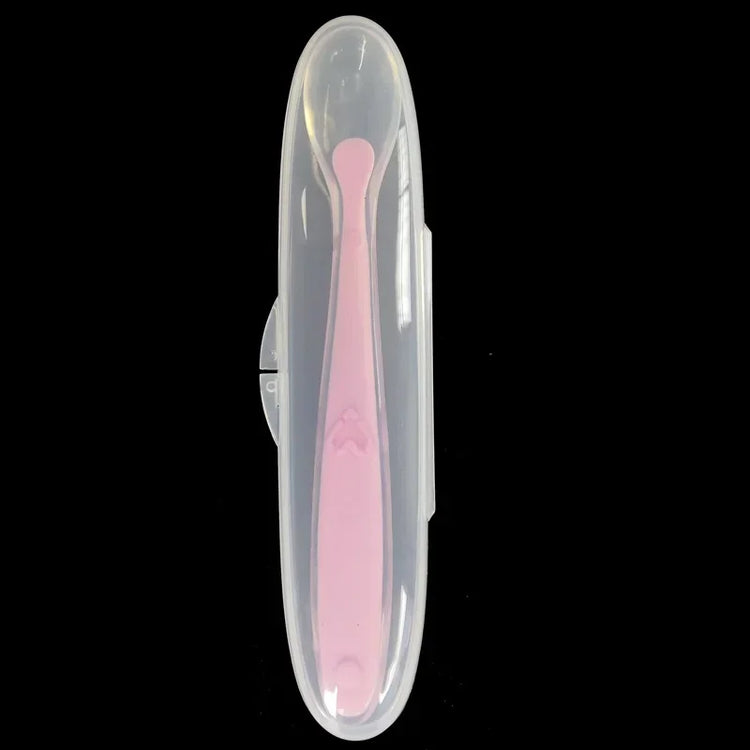 Baby Feeding Spoons Training Children Infant Temperature Sensoning Food Grade Flatware Tableware Cutlery Silicone Spoon With Box