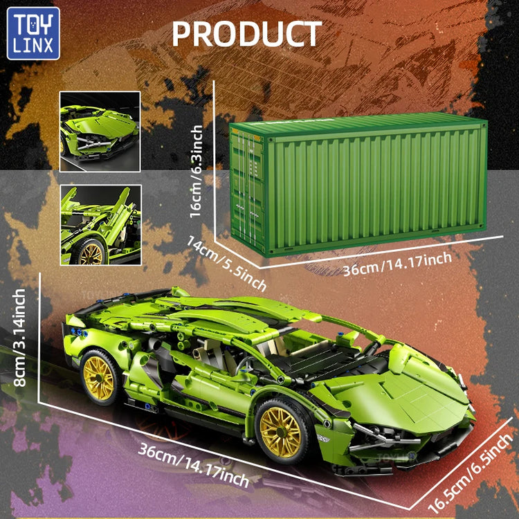 ToylinX 1:14 Building Blocks Car MOC City Speed Car Luxury Auto Racing Vehicle with Super Racers Bricks Toys for Children Gift