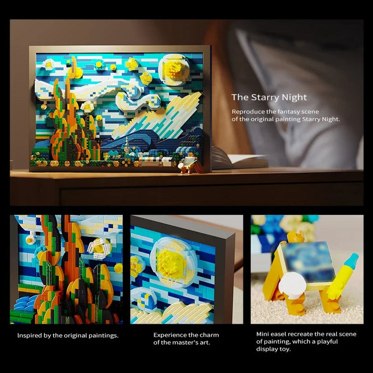 1731pcs Creative 3D Oil Painting Building Blocks Set Famous Art Photo Frame DIY Home Decorations Adult Assembled Toys Kids Gifts