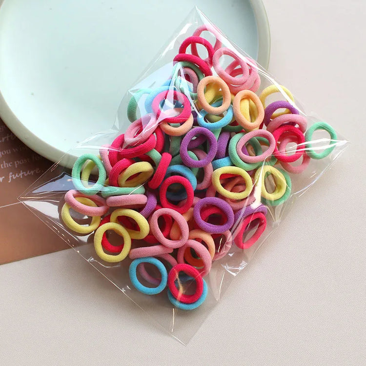 100 Pieces/pack Children's Hair Rings Baby Free Rubber Bands High Elasticity Basic Tie Girl Headband Accessories Super Soft