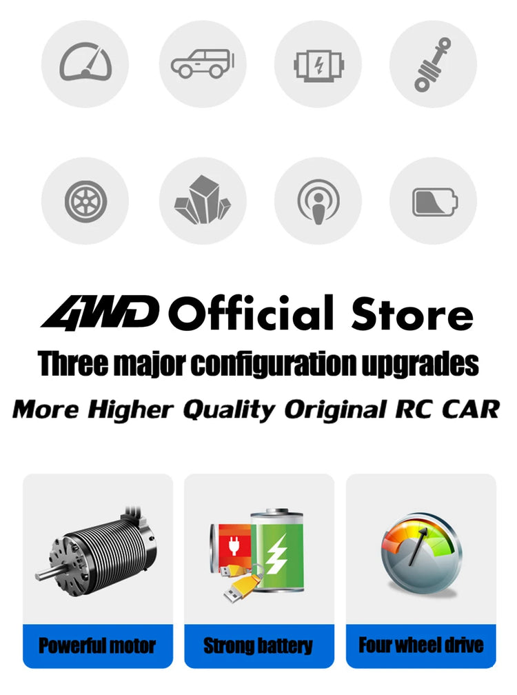 4WD RC Car Off Road 4x4 Remote Control Cars Radio Buggy Truck Racing Drift with Led Lights Toys Gift for Boys Girls Children Kid