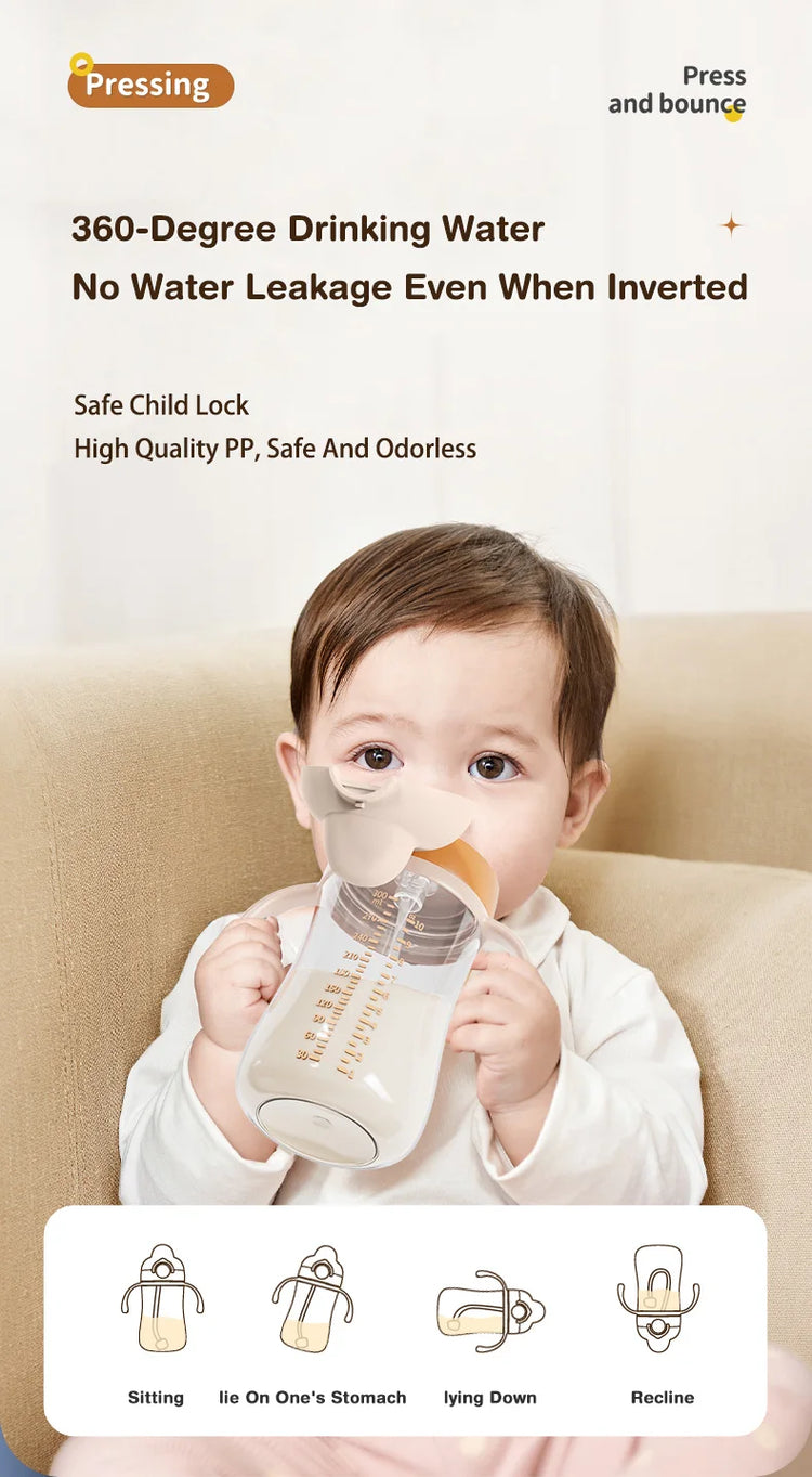 Dr.isla Baby Bottle 300ML Baby Feeding Cup With Straw Children Learn Feeding Drinking Bottle Kids Training Cups BPA Free