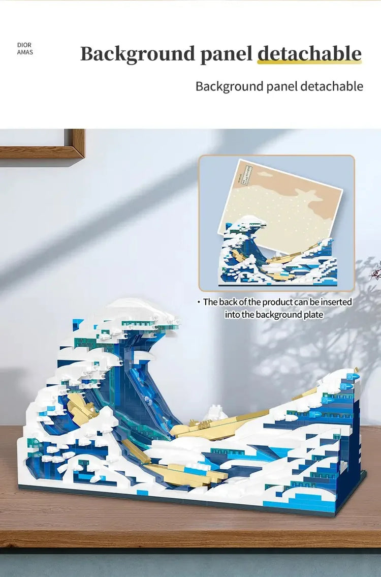 Pantasy Kanagawa Surfing Puzzle Ukiyo-E Building Block Decoration Creative Assembling Toy World Famous Painting Gift