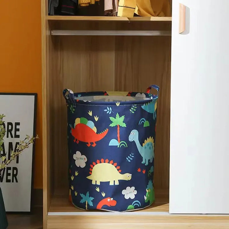 Cotton Linen Dirty Laundry Basket Foldable Round Waterproof Organizer Bucket Clothing Children Toy Home Large Capacity Storage