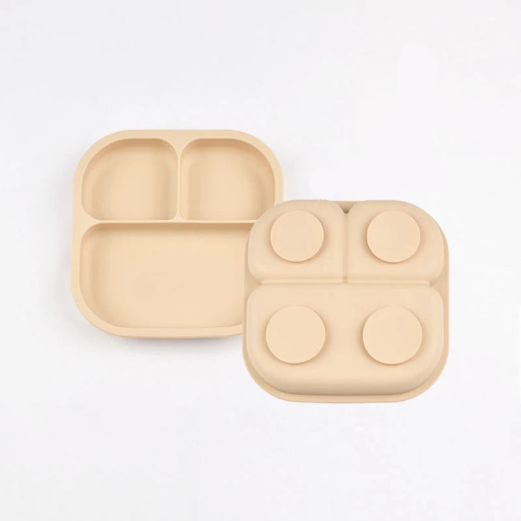 Food Grade Silicone Dining Plate Children 3-Grids Dishes Eating Training Tableware Feeding Tray With Sucker Anti-Drop Baby Stuff