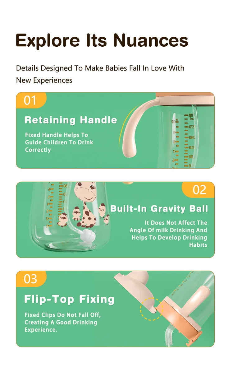 Dr.isla Baby Bottle 300ML Baby Feeding Cup With Straw Children Learn Feeding Drinking Bottle Kids Training Cups BPA Free