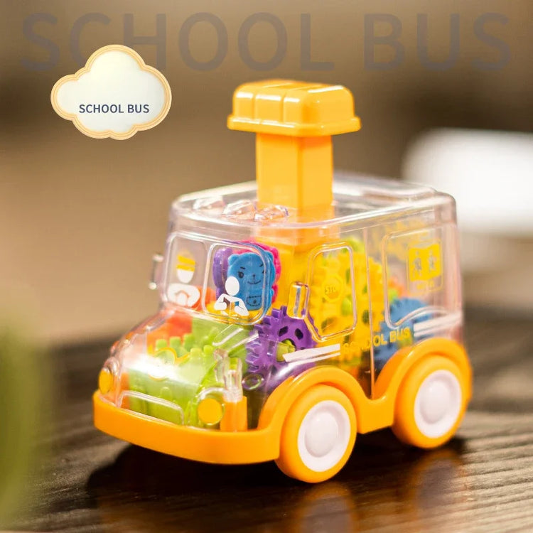 Children's Cartoon Press Gear Car Toy Lnertia Pull-back Transparent Car Baby Puzzle Sliding Toy Child Boy Girl 1-3 Year Old Gift