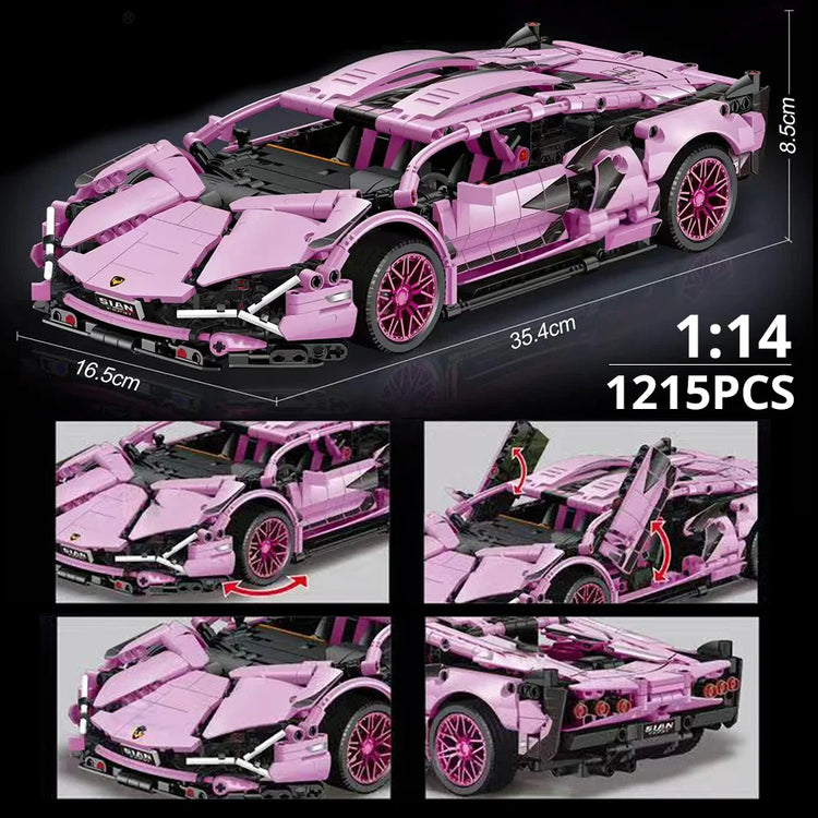 ToylinX 1:14 Building Blocks Car MOC City Speed Car Luxury Auto Racing Vehicle with Super Racers Bricks Toys for Children Gift