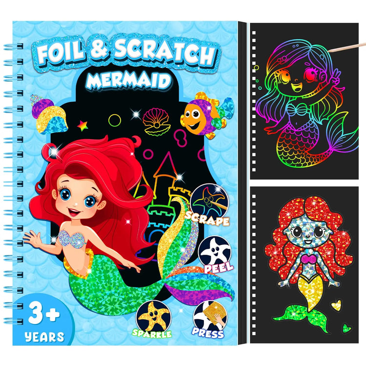 Kids Dinosaur Scratch Art Coloring Books Foil Fun Arts And Crafts Activity Colouring Book Set For Creativity Drawing Book Gifts