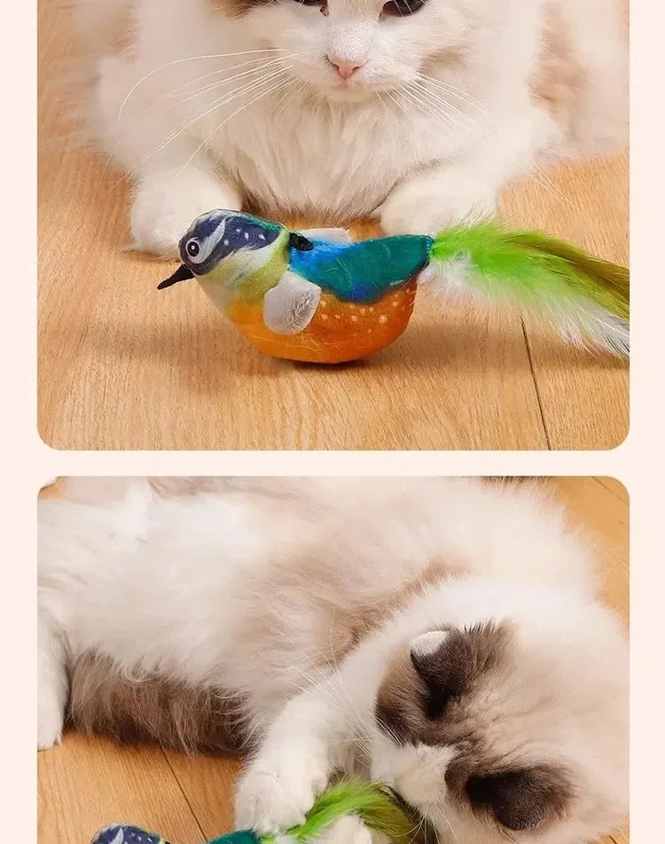 Bird-Shaped Cat Toy Interactive Toys Dog Rechargeable Chirping Flapping Bird Catnip Touch Activated Squeak Plush Toy Pet