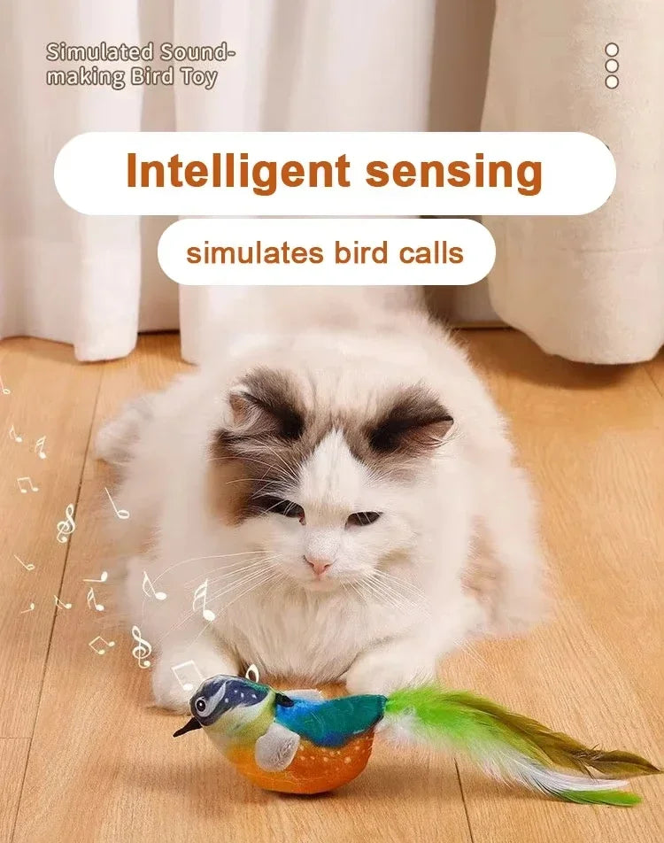 Bird-Shaped Cat Toy Interactive Toys Dog Rechargeable Chirping Flapping Bird Catnip Touch Activated Squeak Plush Toy Pet