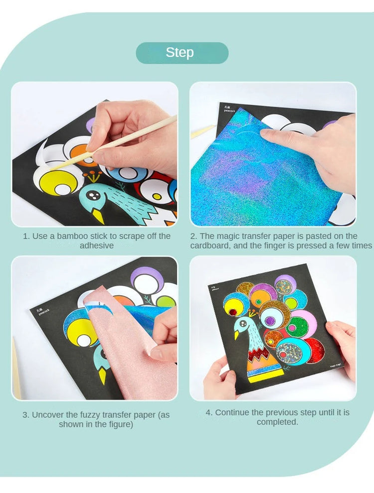 DIY Cartoon Magic Transfer Painting Crafts for Kids Art and Crafts Toys Children Creative Educational Learning Drawing Toy