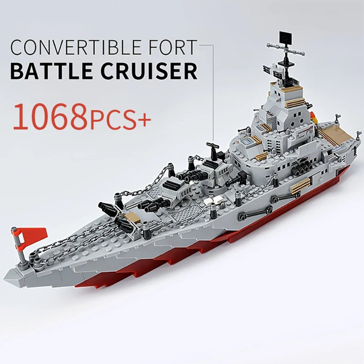 ToylinX 1068PCS Carrier Building Blocks Set, Military Battleship Model Toy Kit with Armored Tank Fighter Halloween Christmas