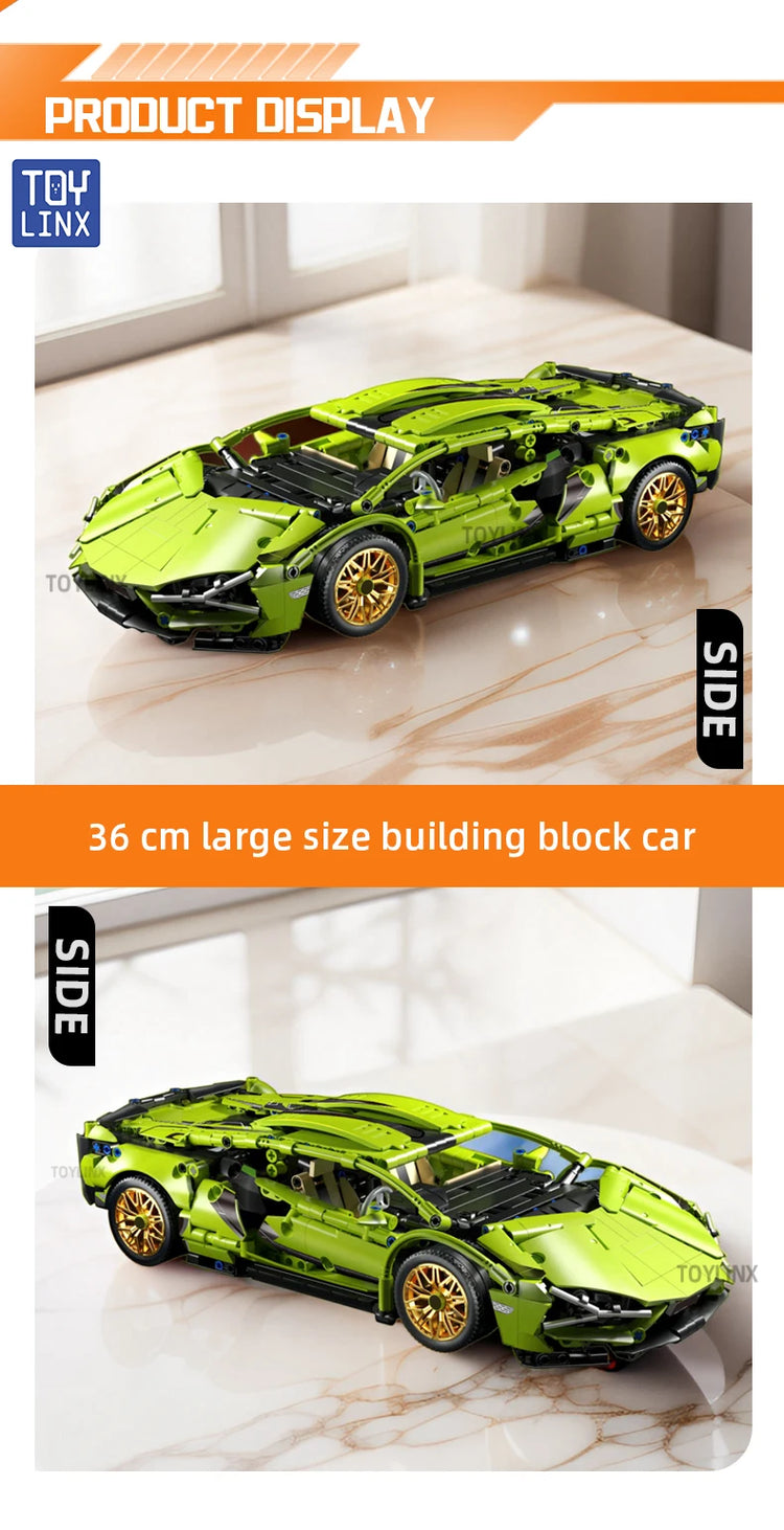 ToylinX 1:14 Building Blocks Car MOC City Speed Car Luxury Auto Racing Vehicle with Super Racers Bricks Toys for Children Gift