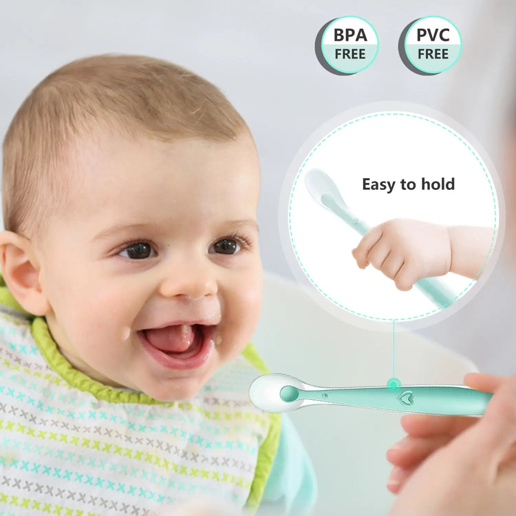 Baby Silicone Soft Spoon Training Feeding Spoons for Children kids Infants Temperature Sensing