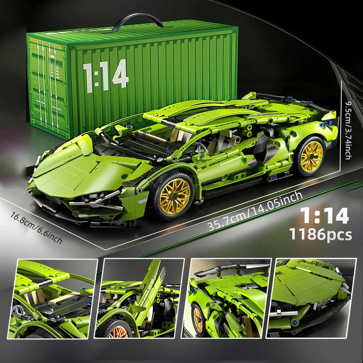 ToylinX 1:14 Building Blocks Car MOC City Speed Car Luxury Auto Racing Vehicle with Super Racers Bricks Toys for Children Gift