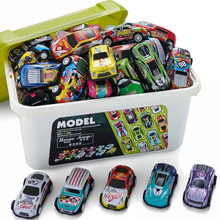 30PCS 50PCS Mini Alloy Car Model Set with Storage Box Diecast Cars Toys for Boys Sliding Inertia Vehicle Children Toy Kit Gifts