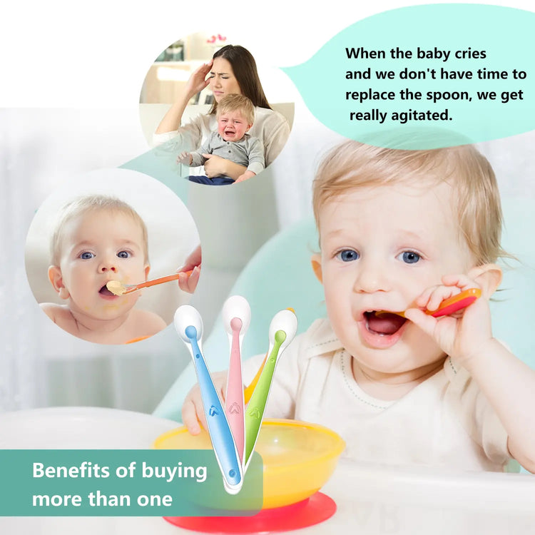 Baby Silicone Soft Spoon Training Feeding Spoons for Children kids Infants Temperature Sensing