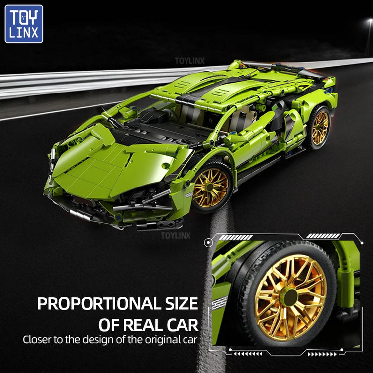 ToylinX 1:14 Building Blocks Car MOC City Speed Car Luxury Auto Racing Vehicle with Super Racers Bricks Toys for Children Gift