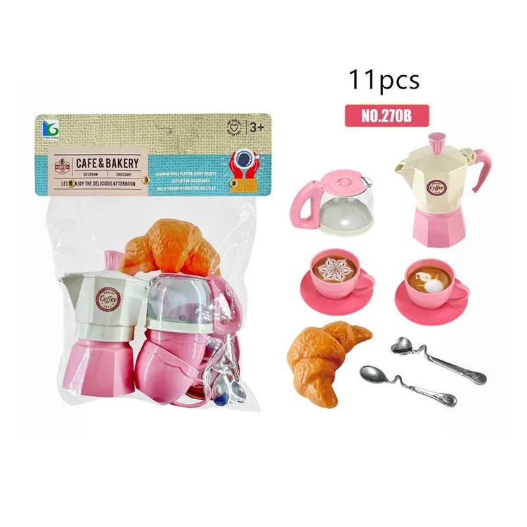 Pretend Play Simulation Coffee Set Tableware Play House/Outdoor Kitchen DIY Afternoon Tea Game Toy For Children Kids Gift