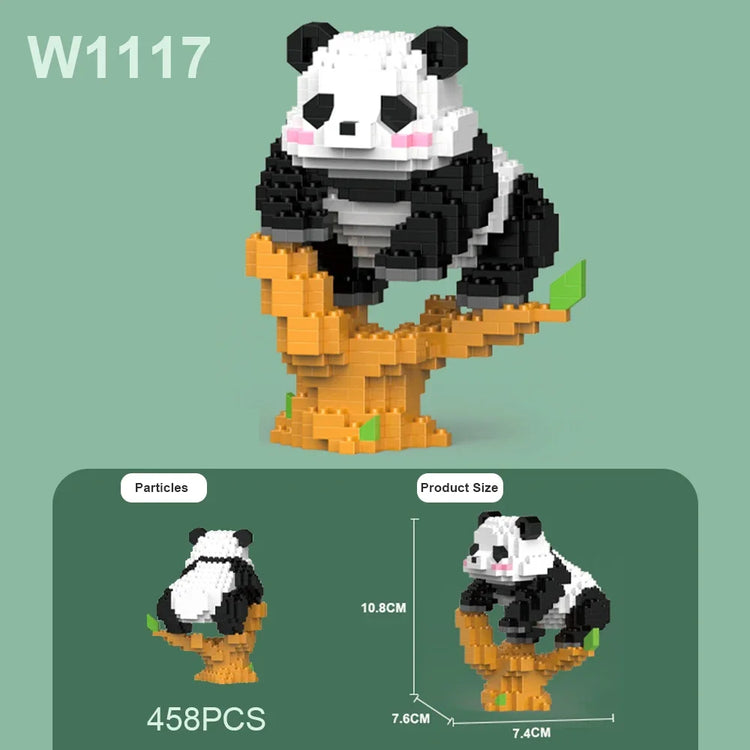 Cute Chinese Panda Building Blocks Sets DIY Educational Assembly Toys Bricks Mini Animals Model MOC Kids Christmas Birthday Gift