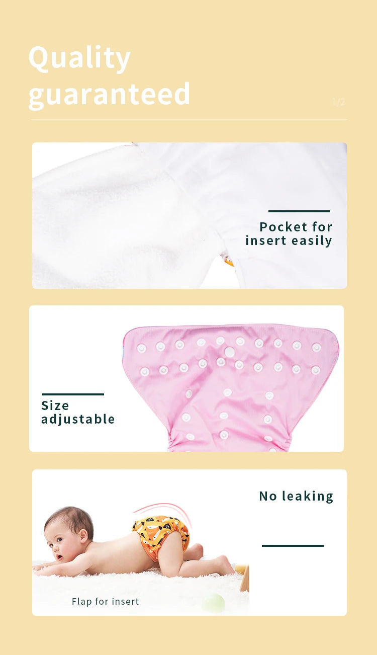 4Pcs/Set Eco-Friendly Cloth Diaper Ecological Reusable Baby Diapers