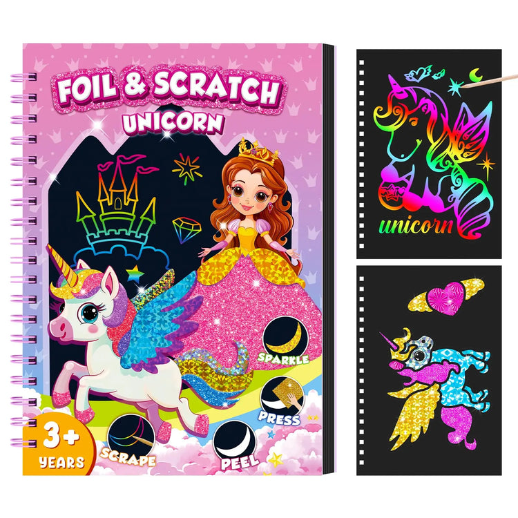 Kids Dinosaur Scratch Art Coloring Books Foil Fun Arts And Crafts Activity Colouring Book Set For Creativity Drawing Book Gifts