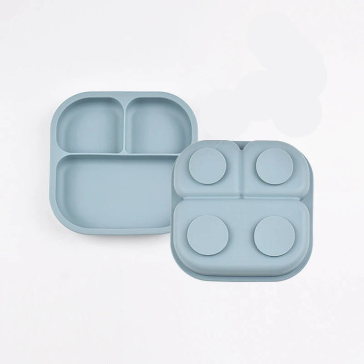 Food Grade Silicone Dining Plate Children 3-Grids Dishes Eating Training Tableware Feeding Tray With Sucker Anti-Drop Baby Stuff