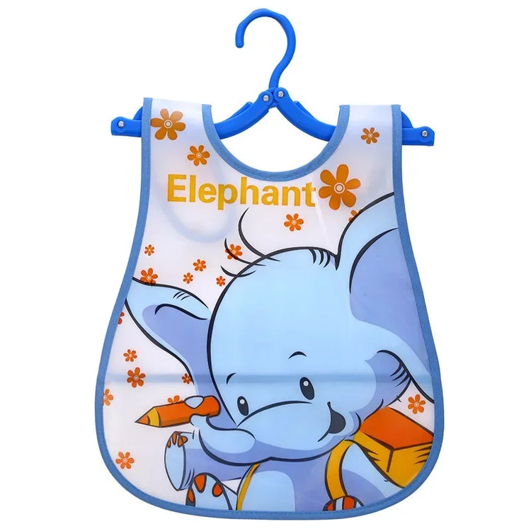 Adjustable Baby Bibs EVA Plastic Waterproof Lunch Feeding Bibs Baby Cartoon Feeding Cloth Children Baby Apron