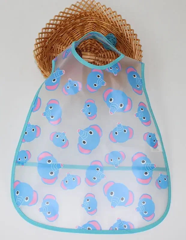 Adjustable Baby Bibs EVA Plastic Waterproof Lunch Feeding Bibs Baby Cartoon Feeding Cloth Children Baby Apron