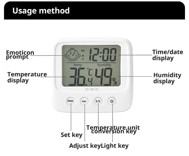1pc New LCD Digital Temperature Baby Room Humidity Meter Backlight Home Indoor Electronic Hygrometer Thermometer Weather Station
