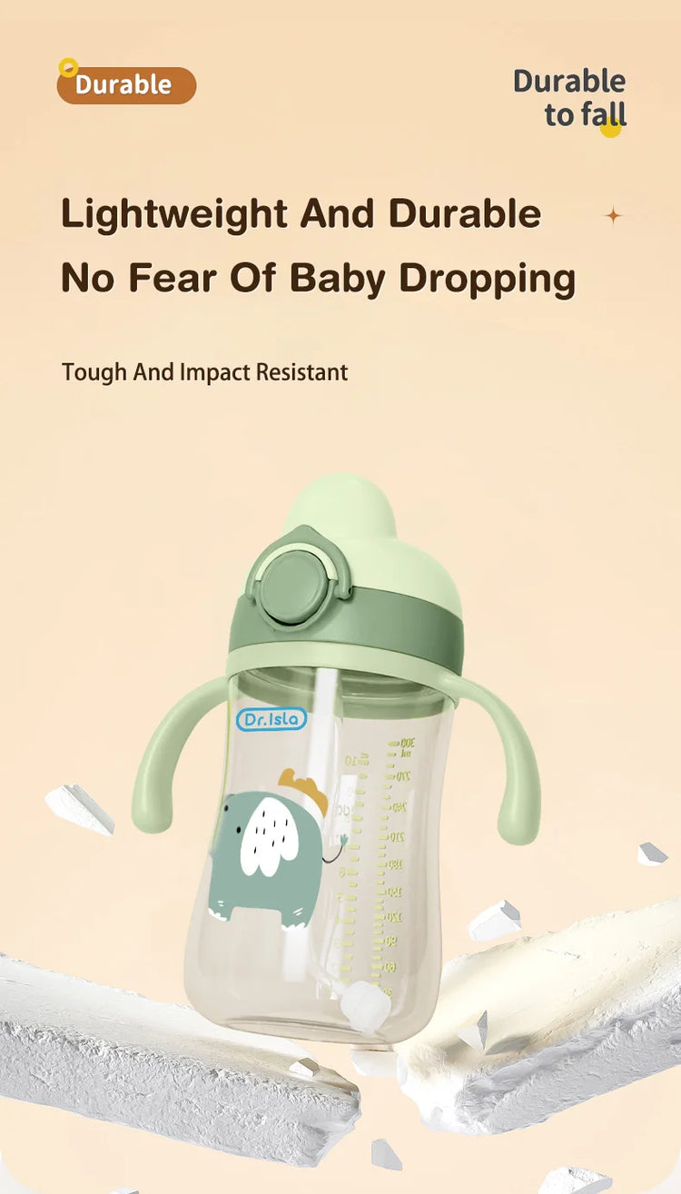 Dr.isla Baby Bottle 300ML Baby Feeding Cup With Straw Children Learn Feeding Drinking Bottle Kids Training Cups BPA Free