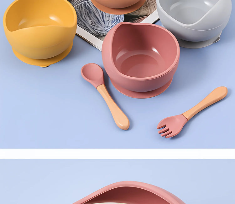 Children Silicone Suction Cup Bowl Feeding Tableware Infant Non-slip Training Learning to Eat Bowl Baby Complementary Bowl