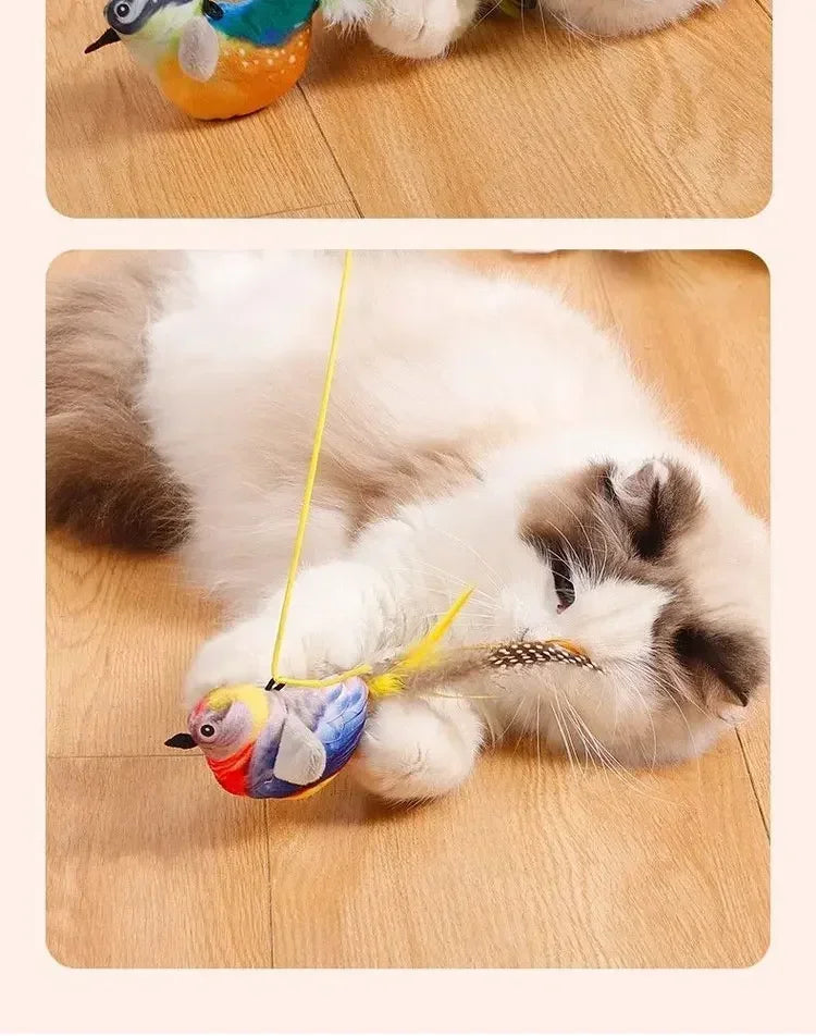 Bird-Shaped Cat Toy Interactive Toys Dog Rechargeable Chirping Flapping Bird Catnip Touch Activated Squeak Plush Toy Pet