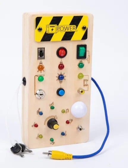 Montessori Busy Board Sensory Toys Wooden with LED Light Switch Control Board Travel Activities Children Games for 2-4 Years Old