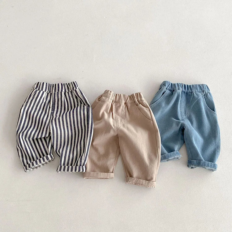 MILANCEL Solid Kids Pants for Boys and Girls Four Seasons Elastic Waist Casual Toddler Baby Trousers Clothes for 1-6 Years