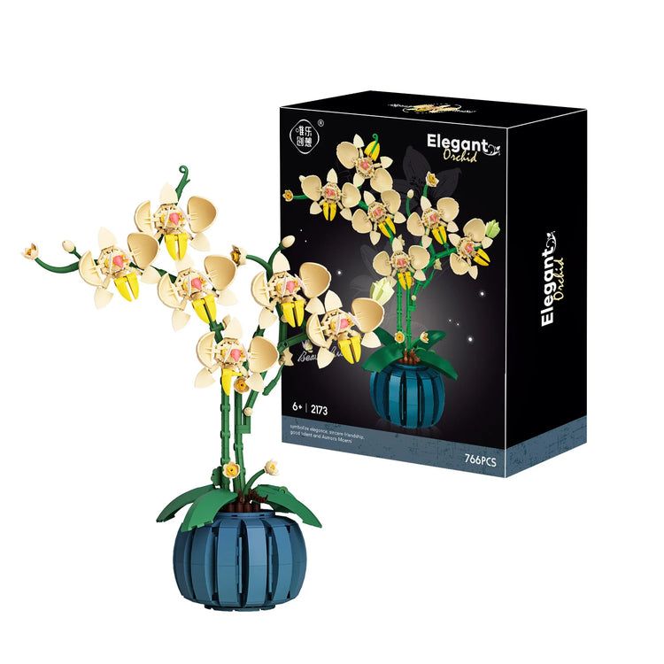 Building Blocks Orchid Flowers Bouquet Flower Blocks Bonsai Plant Model Bricks Romantic DIY Home Decoration Toy for Kids Gift