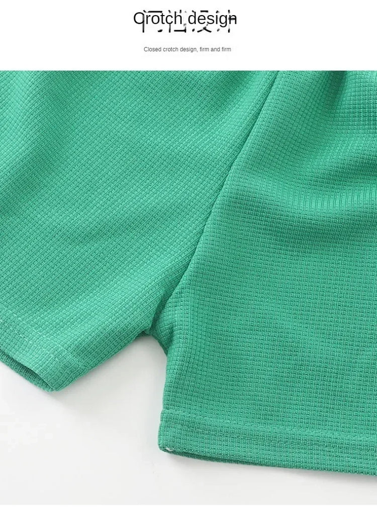 2Pcs Fashion Children Short Sleeve Shorts Sets Summer Kids Clothes Boy Girl Baby Cotton Tee Pant Outfits Soild Color Tracksuits