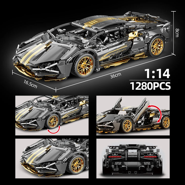ToylinX 1:14 Building Blocks Car MOC City Speed Car Luxury Auto Racing Vehicle with Super Racers Bricks Toys for Children Gift