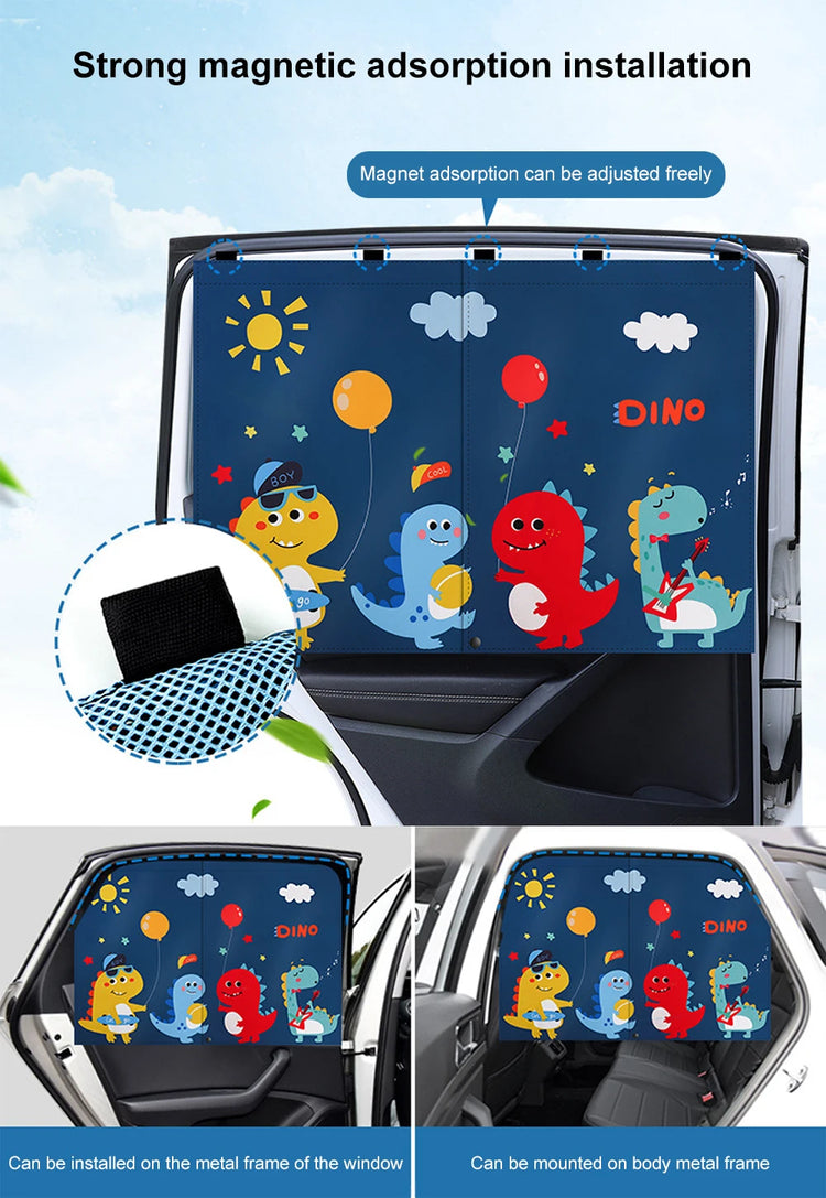 Magnetic Cartoon Car Curtain Car Side Gear Sunshade Car Side Window Visor for Children Sun Protection Heat Insulation Sun Blind