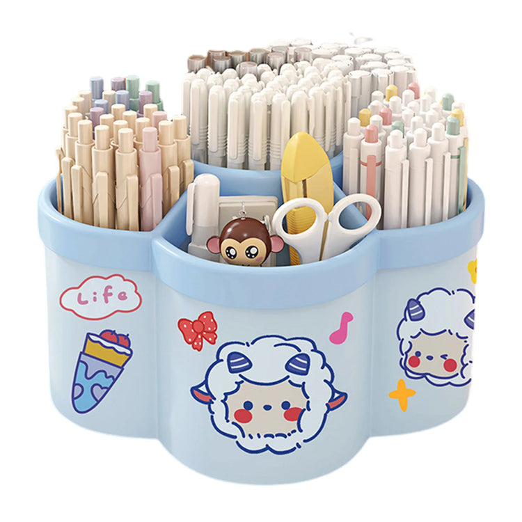 Desktop Rotating Stationery Pen Holder Large Capacity Storage Box Multifunctional Organizer Suitable for Cute Children Girls
