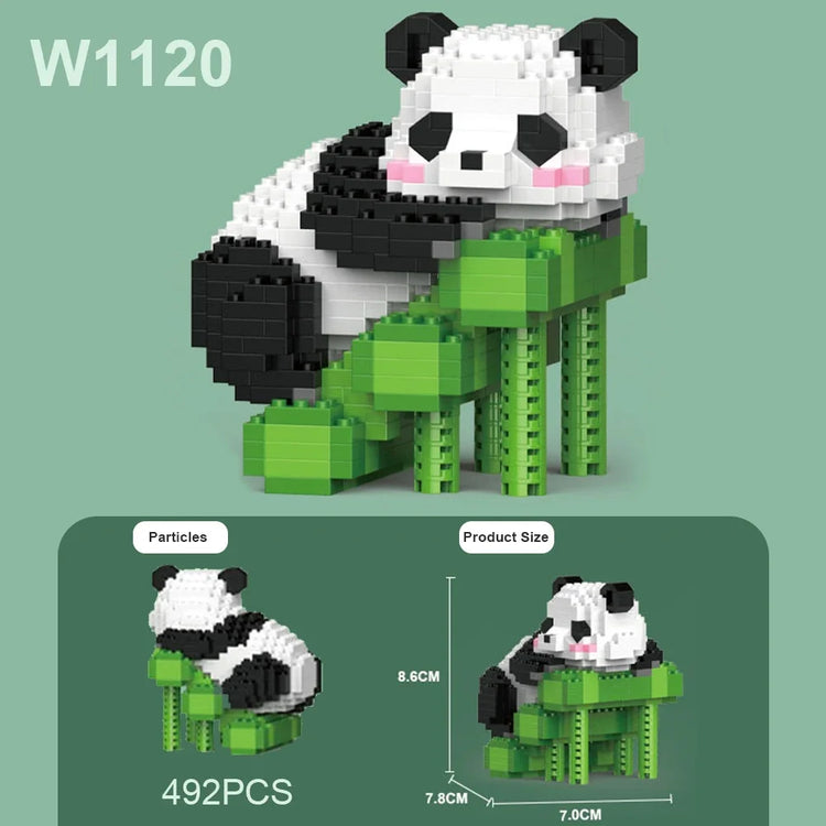Cute Chinese Panda Building Blocks Sets DIY Educational Assembly Toys Bricks Mini Animals Model MOC Kids Christmas Birthday Gift